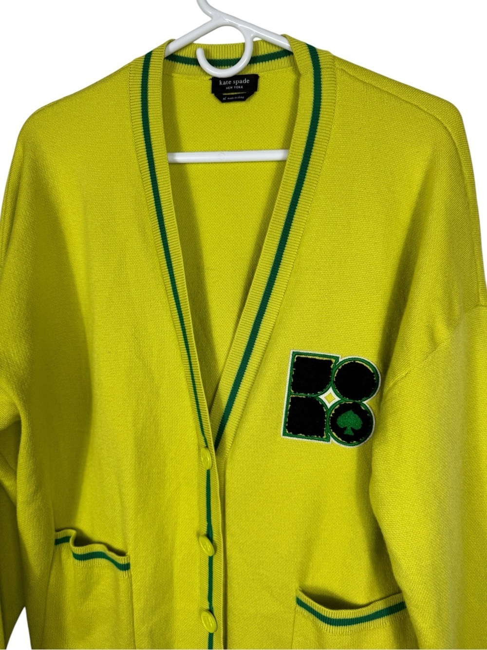 Kate Spade 100% Wool Noel Cardigan, Wasabi, Size XL - Picture 9 of 14